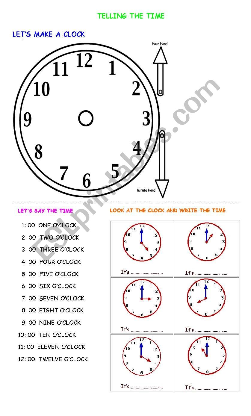 TELLING THE TIME worksheet