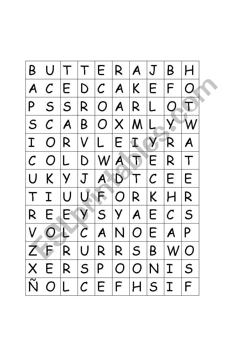 Word Game-Cooking a Cake worksheet