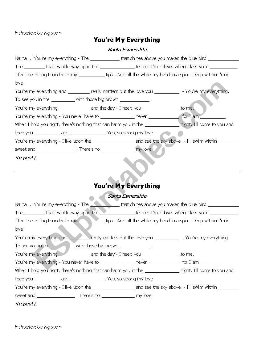 You´re my everything  worksheet