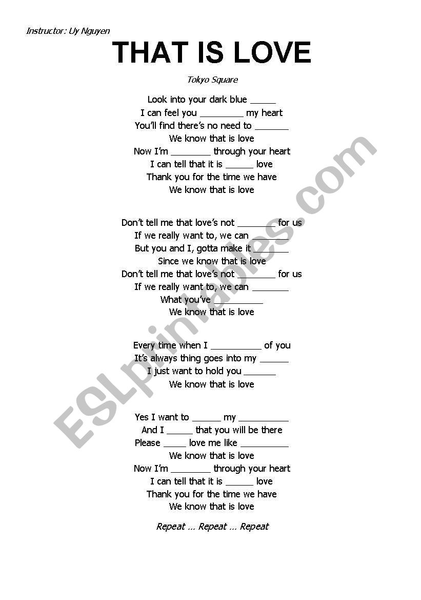 That is love - Tokyo Square worksheet