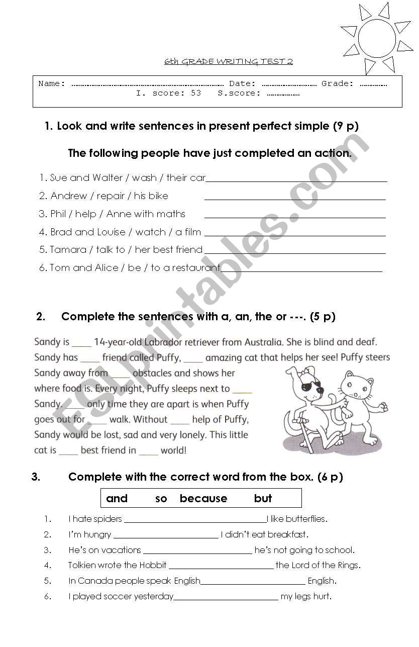 English test worksheet