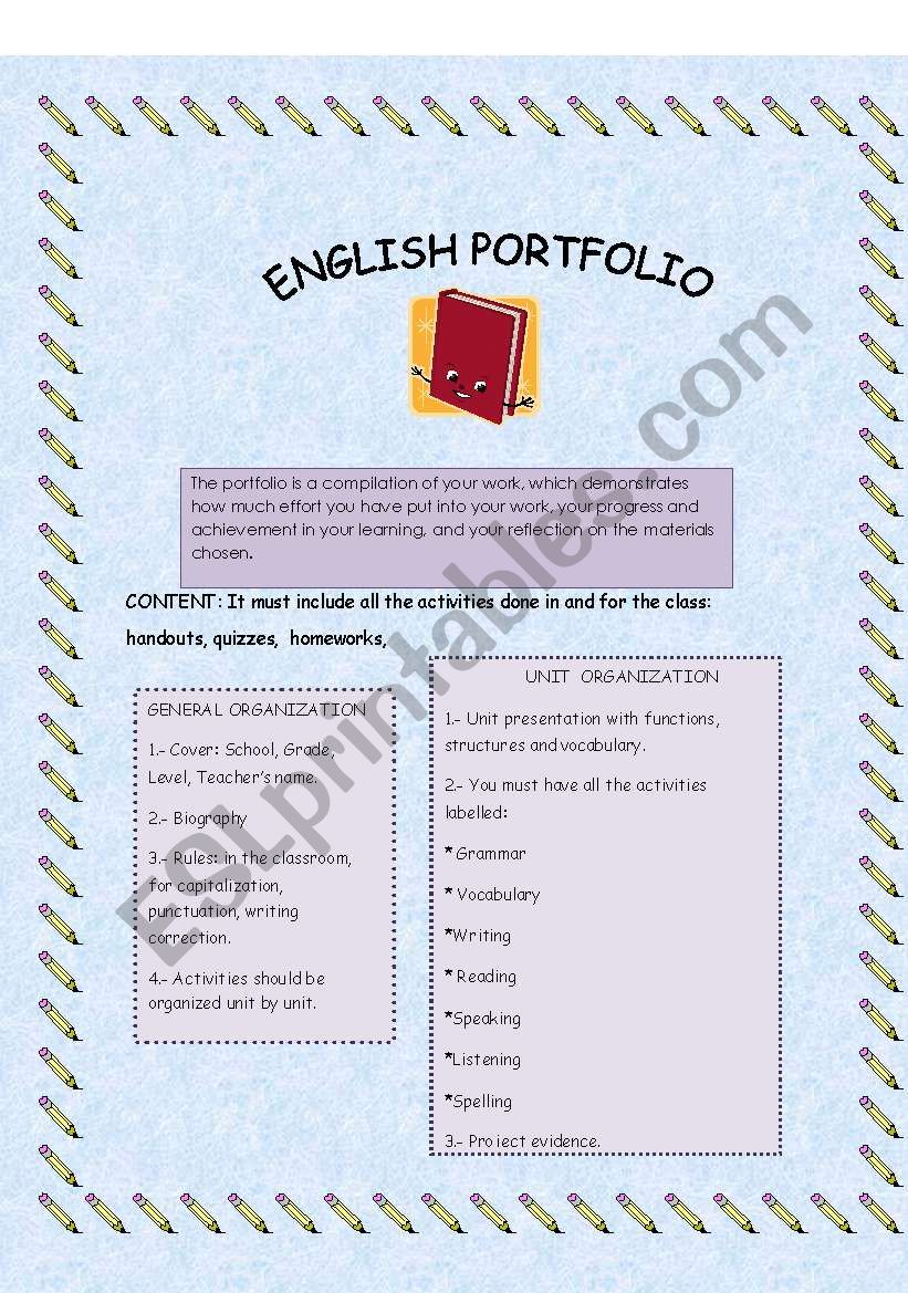 ENGLISH PORTFOLIO worksheet