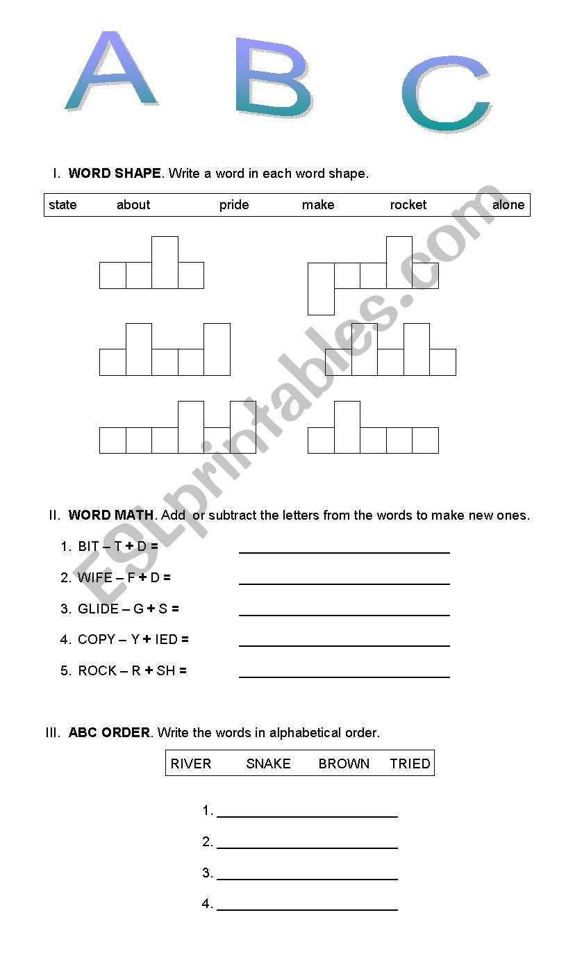 spelling worksheet