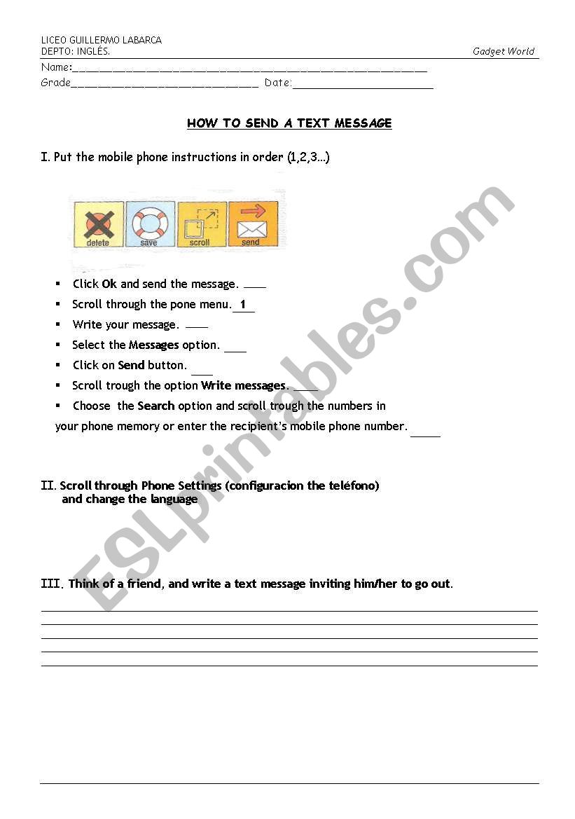 Gadget World / mobile phone  worksheet