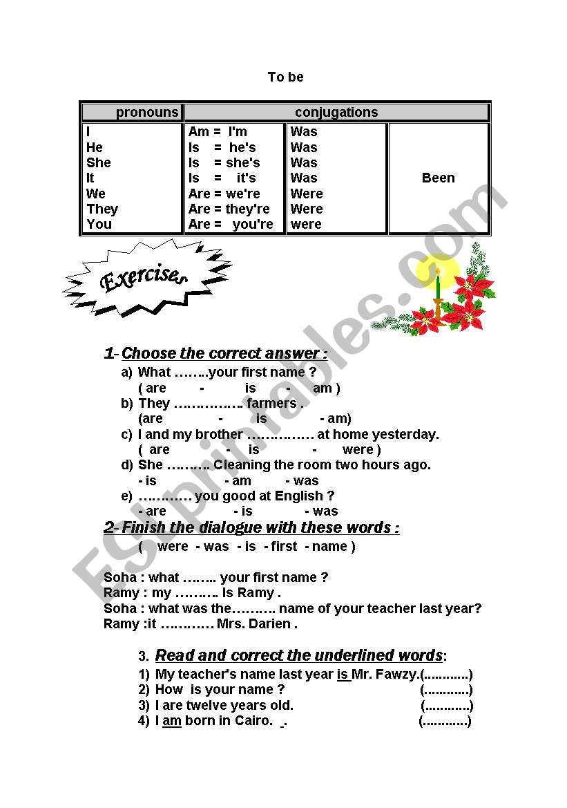 verb o be + exercise  worksheet