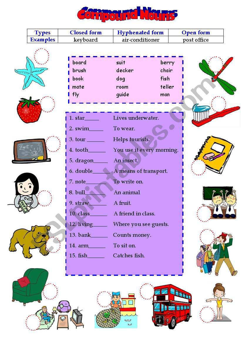 compound nouns 1 worksheet