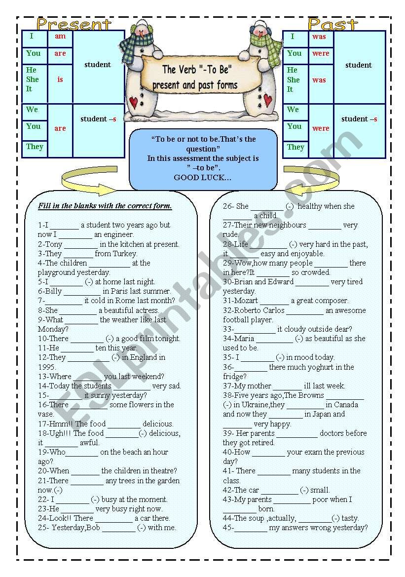 present and past forms of the verb 