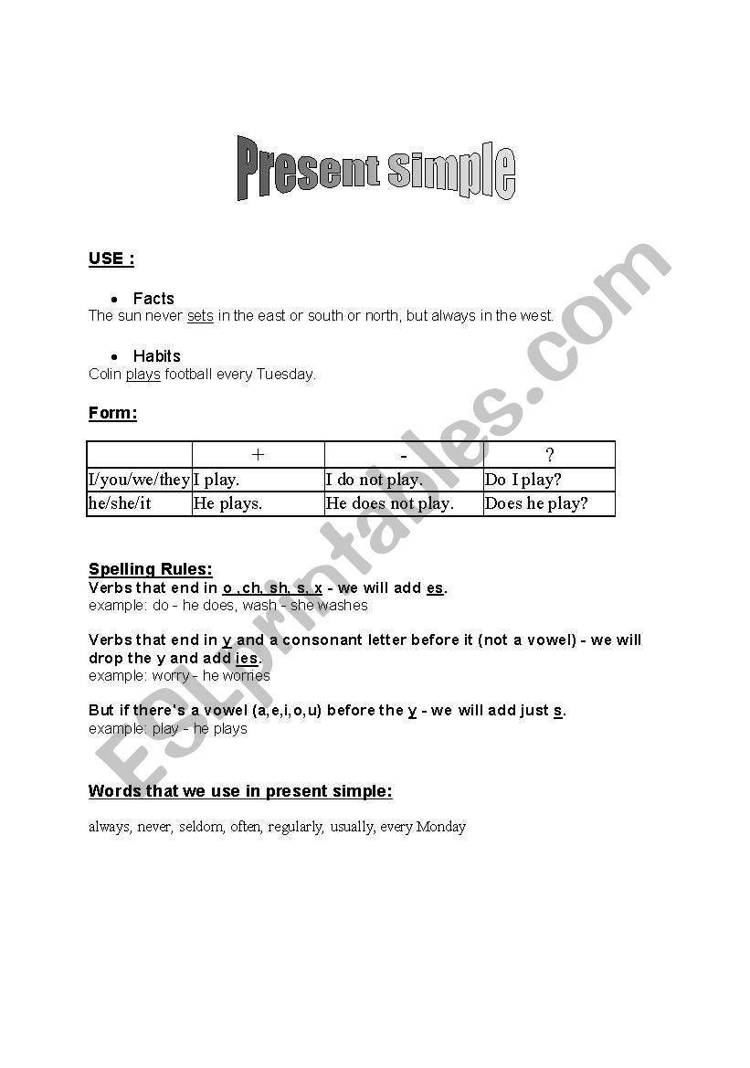 Present Simple worksheet