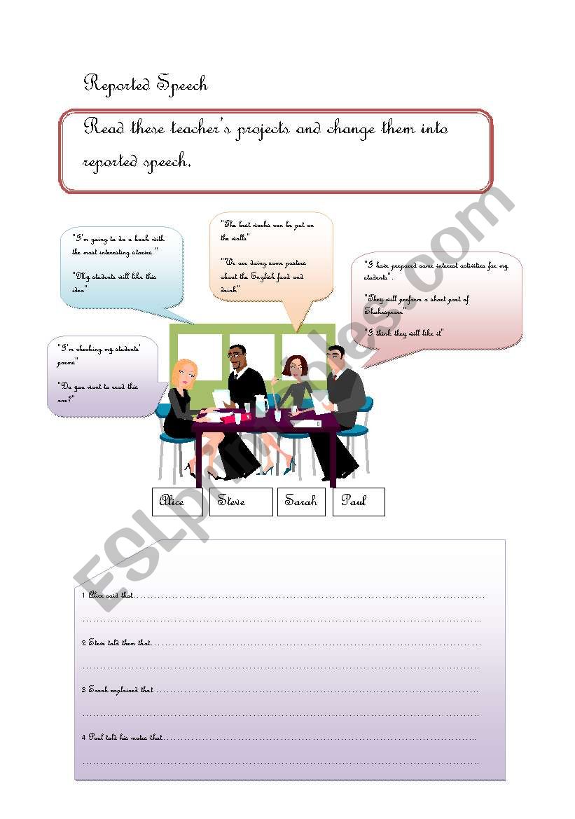 Reported Speech worksheet