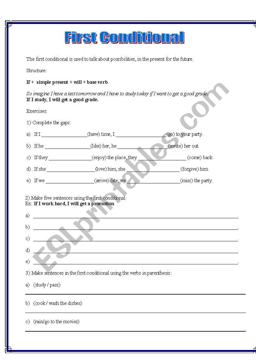 First Conditional - Explanation + Exercises