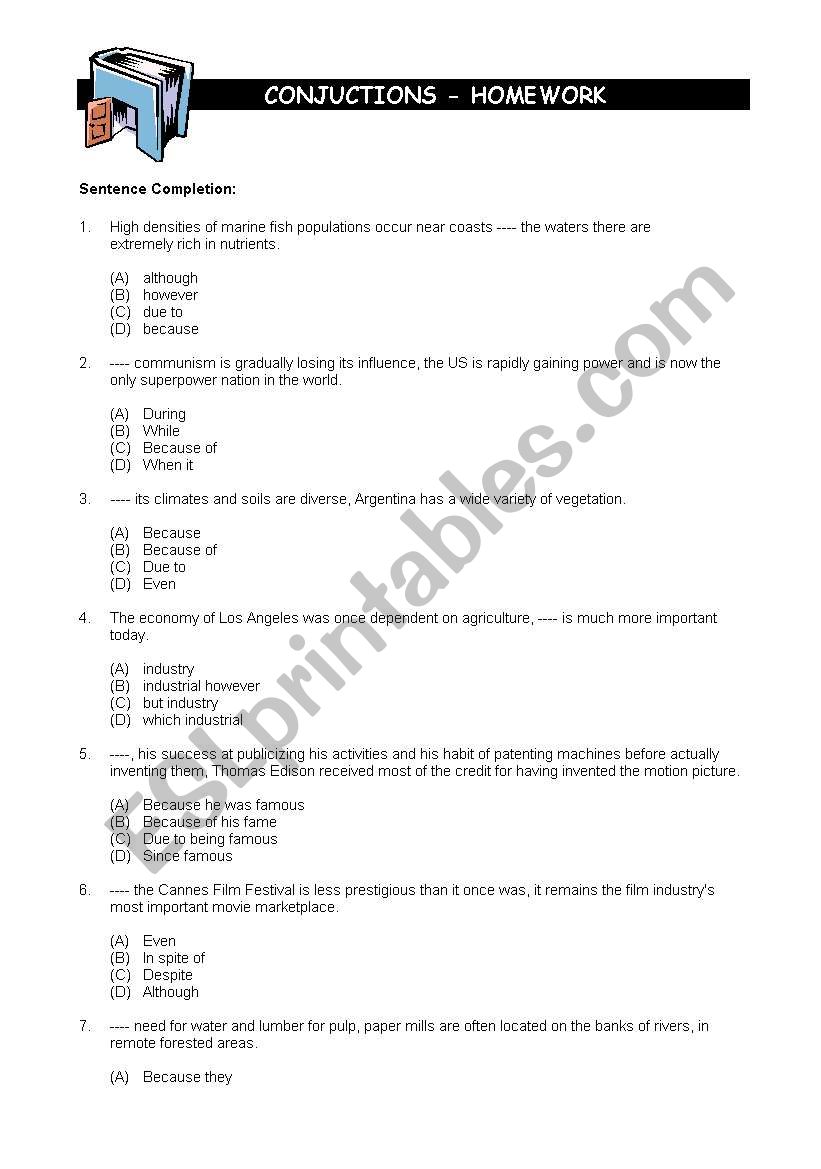 CONJUNCTIONS EXERCISES worksheet