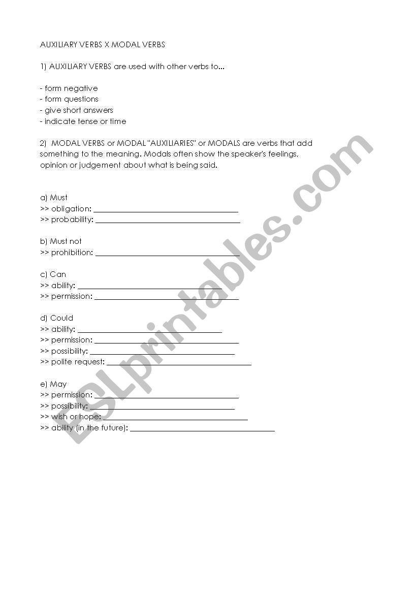 modal verbs worksheet