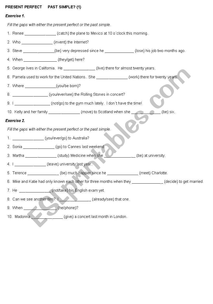 Present Perfect-Past Simple worksheet