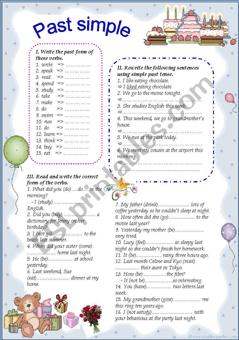 past simple worksheet