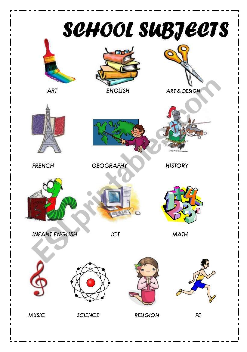 School Subjects Vocabulary worksheet