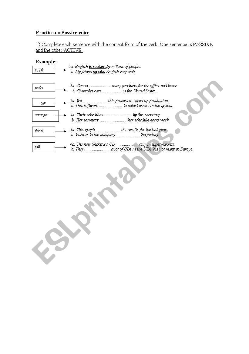 Passive voice vs Active voice worksheet