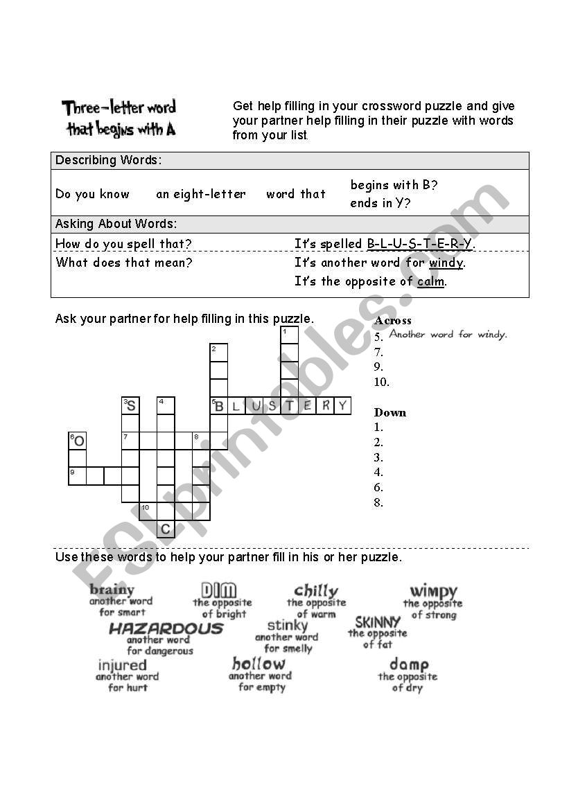 Vocabulary activity worksheet