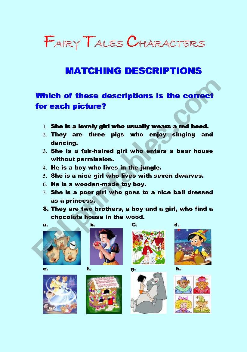 Fairy Tales Matching Descriptions