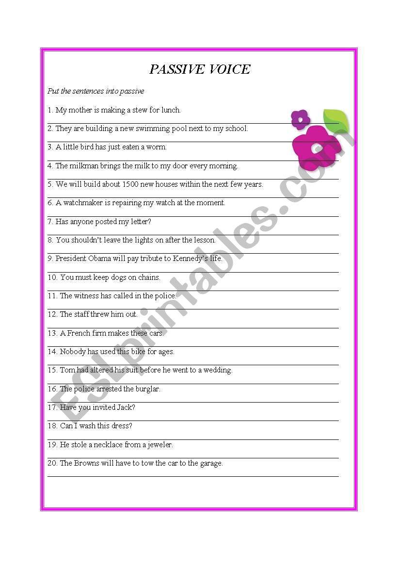 Passive Voice worksheet