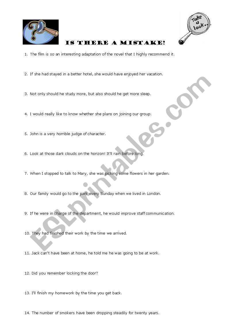 common mistakes worksheet