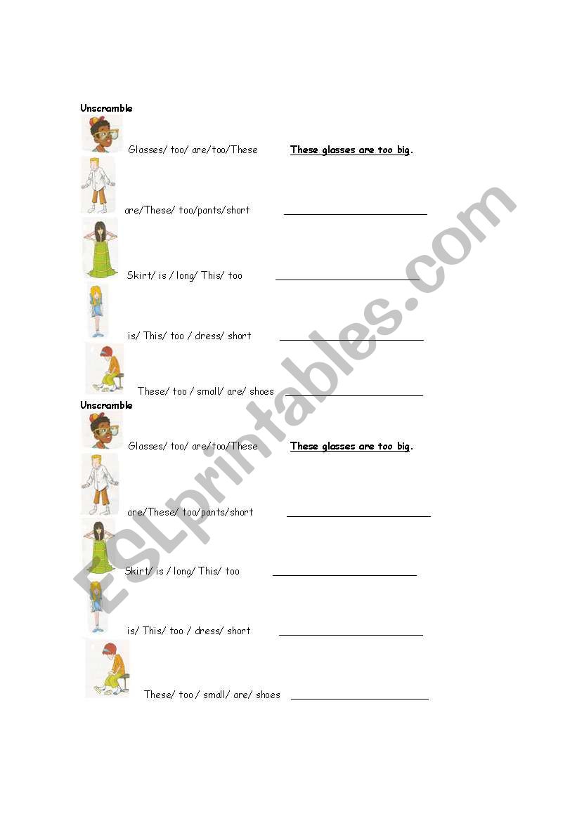 Unscramble  worksheet