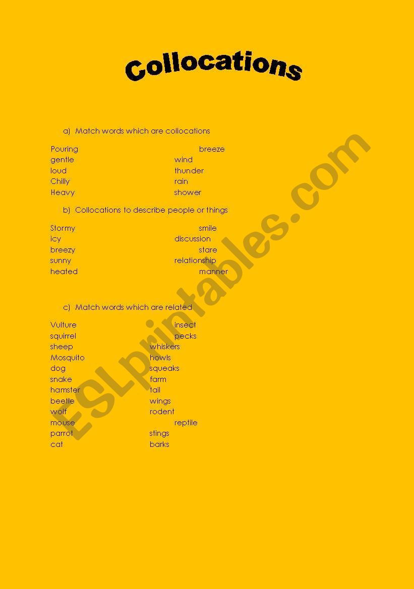 Collocations worksheet