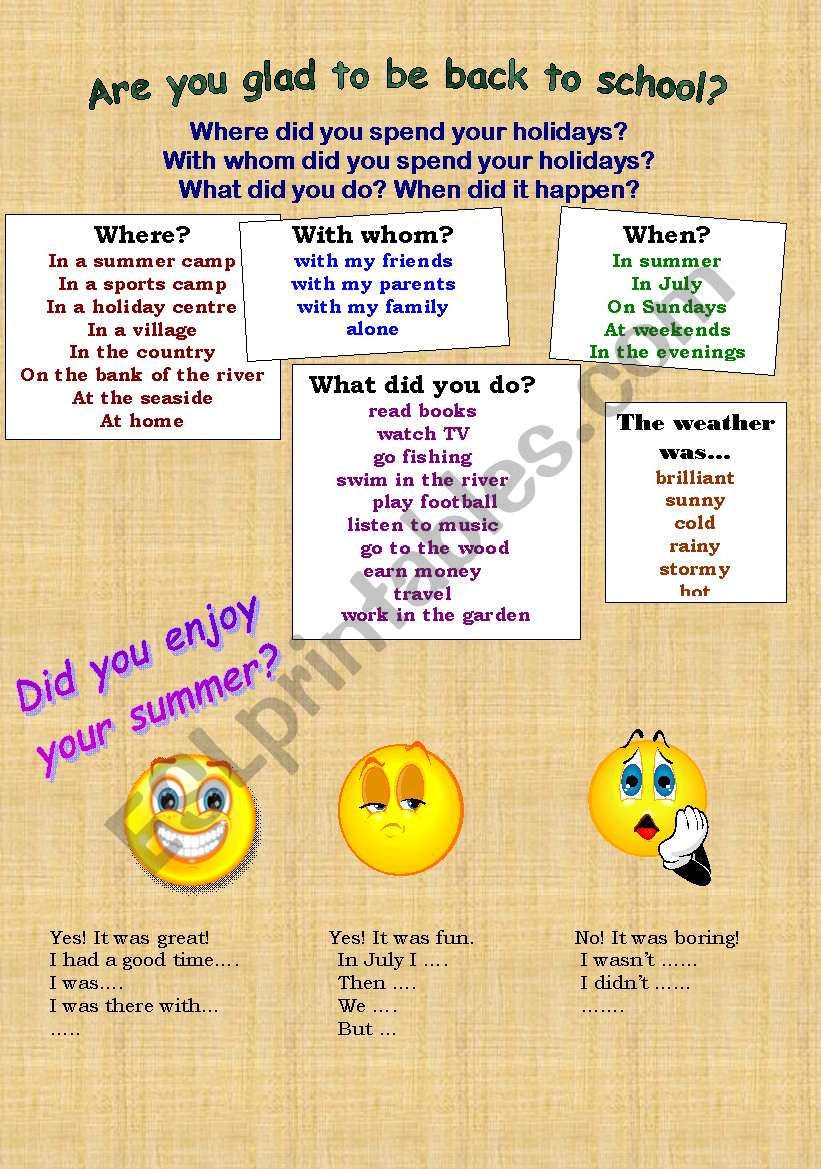 Coming back to school! worksheet