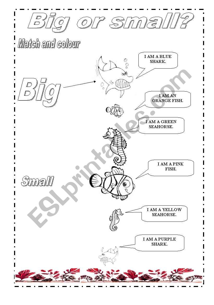 Big or smalll and sea animals for the little ones