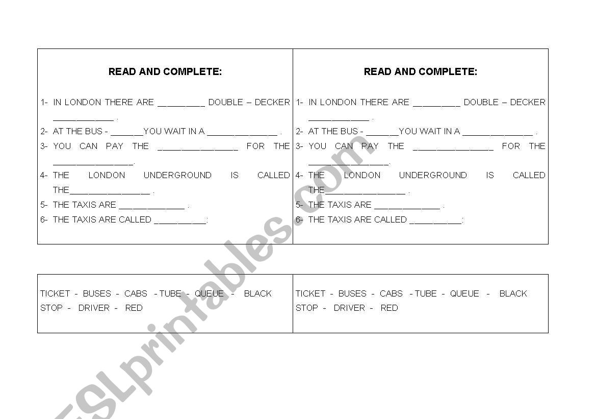 questions about London worksheet