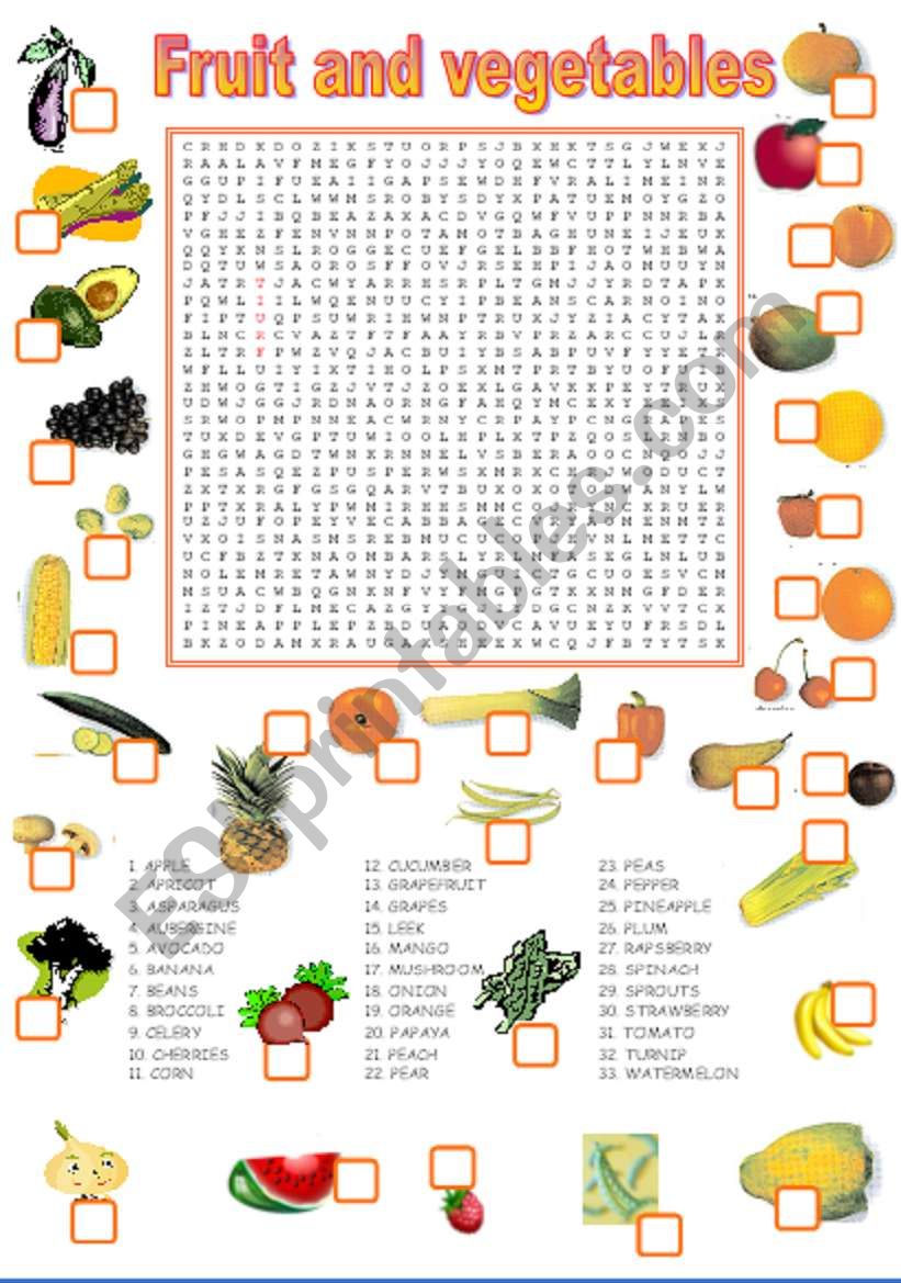 Fruit and vegetables worksheet