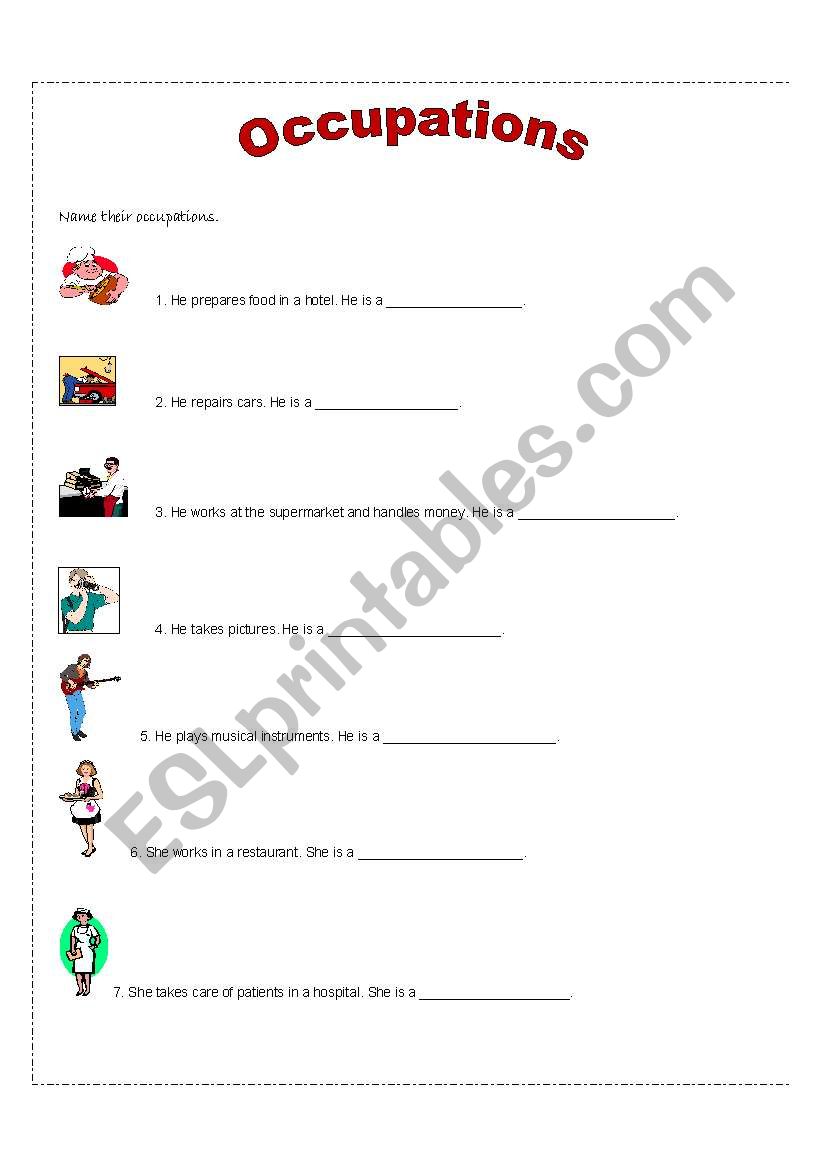 Occupations  worksheet