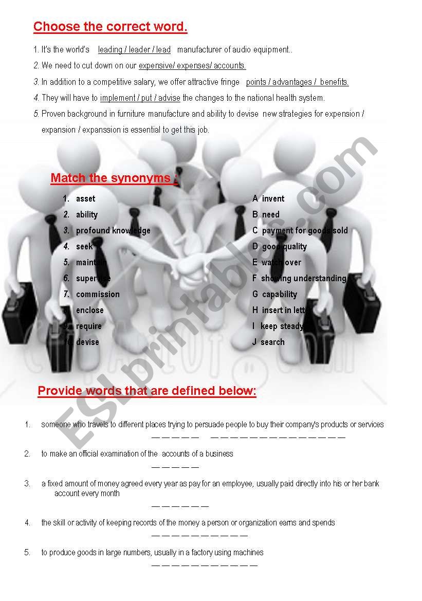  !!! BUSINESS  ENGLISH !!  3 exercises + KEY 