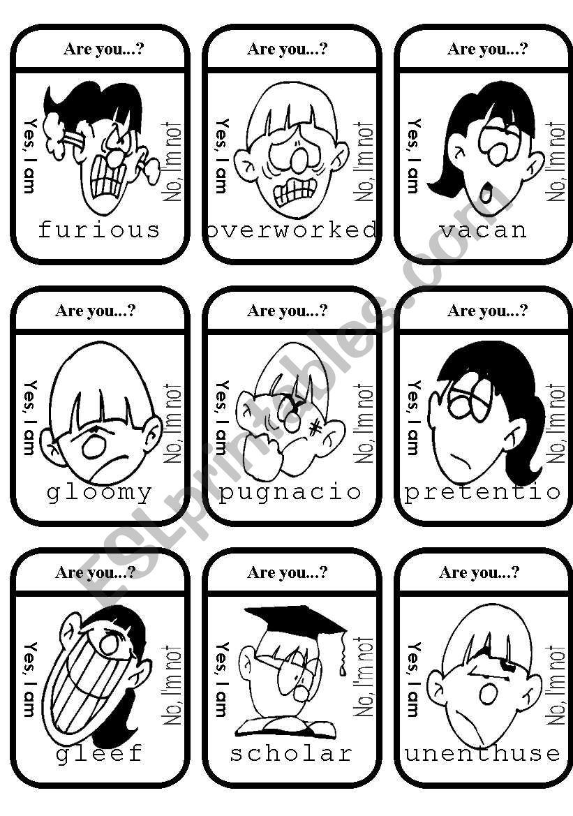 Complicated Feelings Game Cards (2of2) B&W