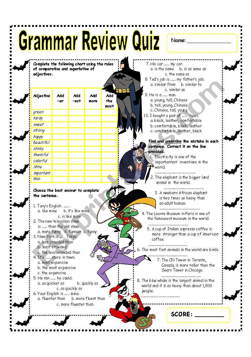 GRAMMAR REVIEW -  COMPARATIVE & SUPERLATIVE FORM OF ADJECTIVES (1/1)