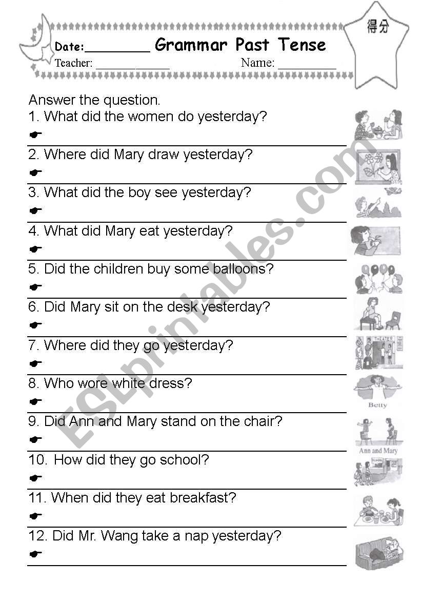 past tense practice worksheet