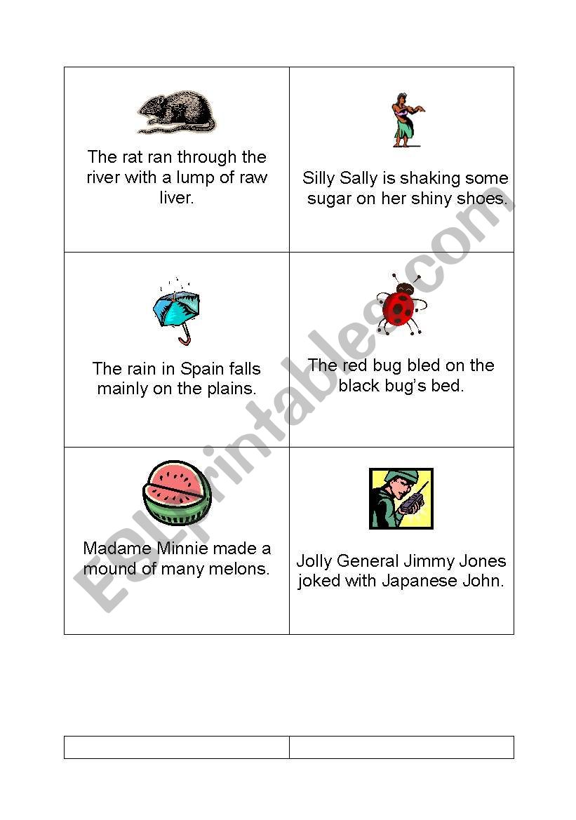 Tongue Twister Flashcards worksheet