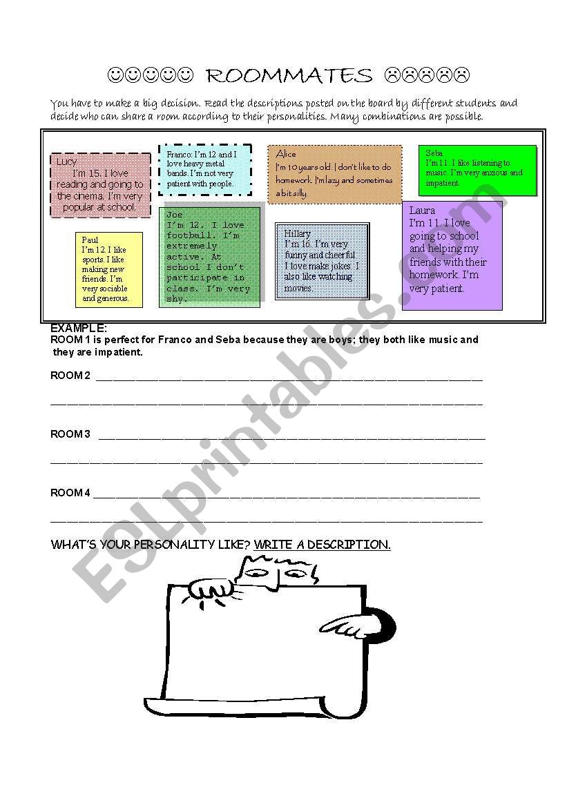 roommates  worksheet