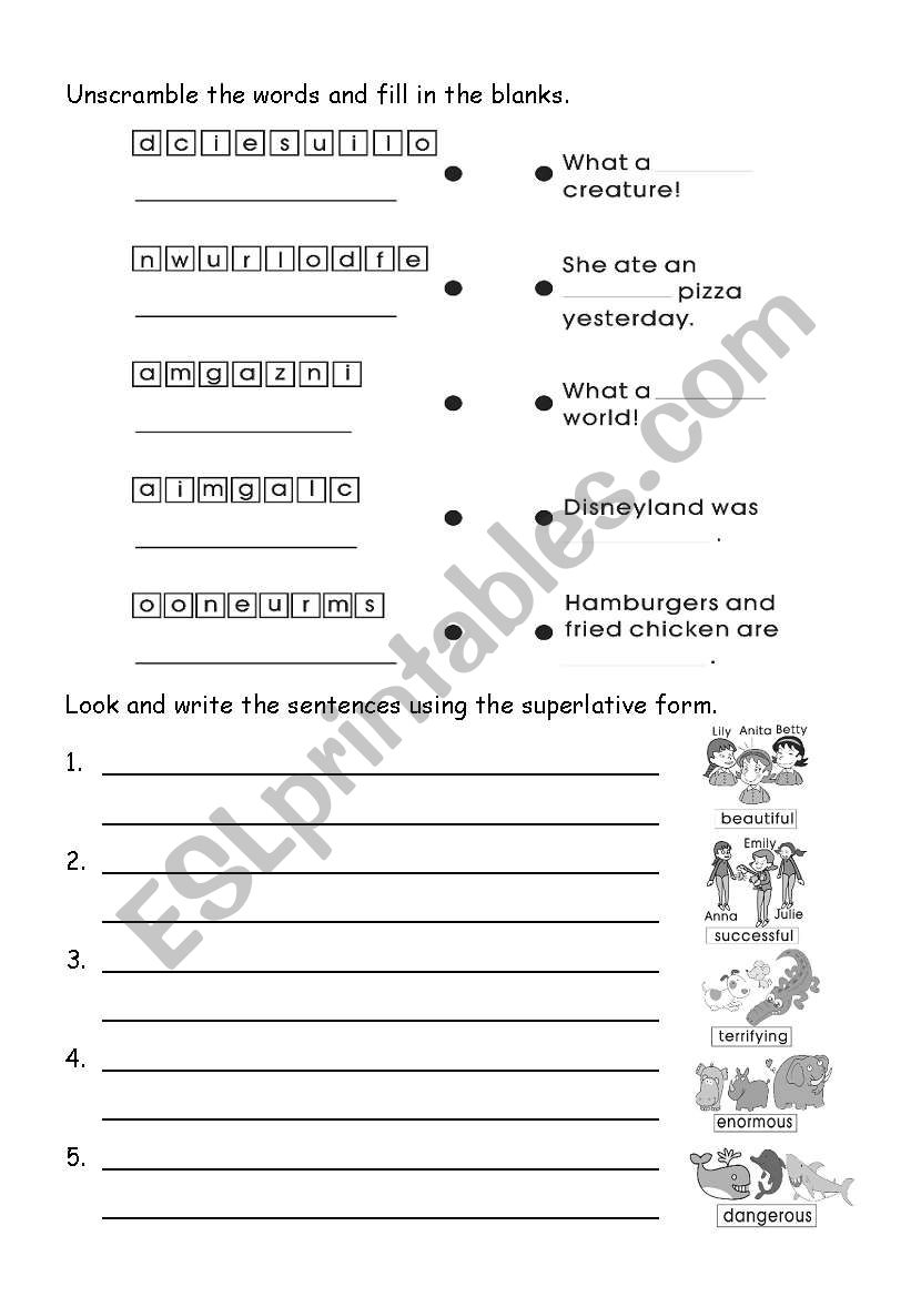 sperlative worksheet