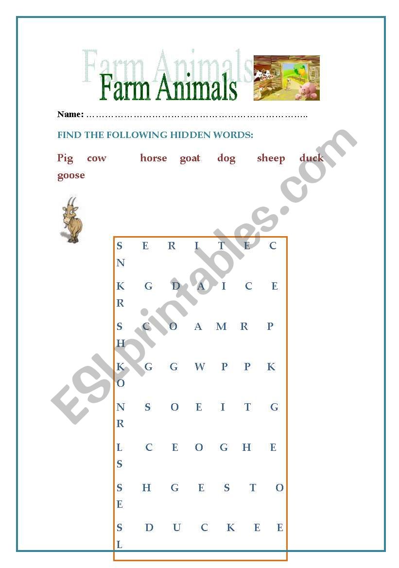 ANIMAL FARM worksheet