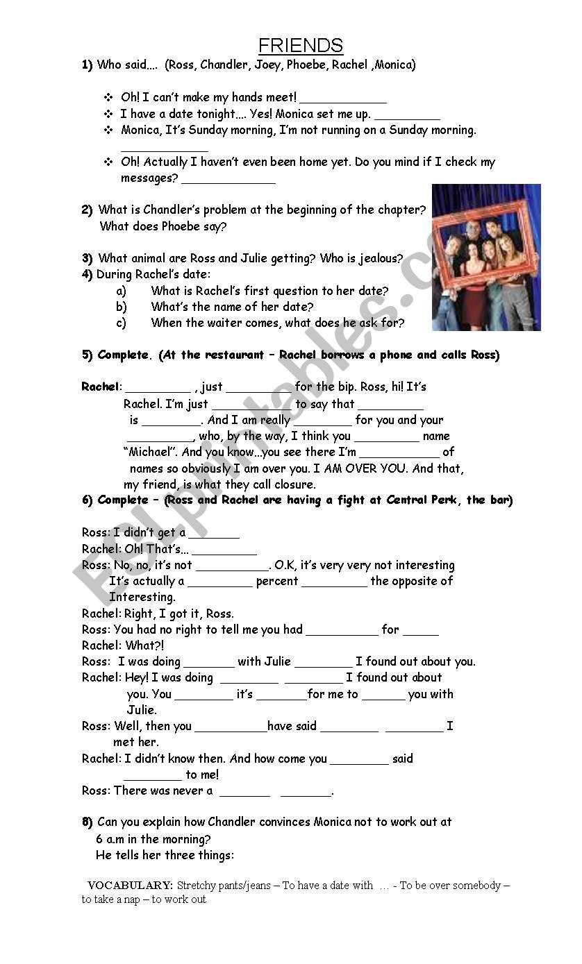 Worksheet Friends season 10 episode 7 - ESL worksheet by claudineraciti