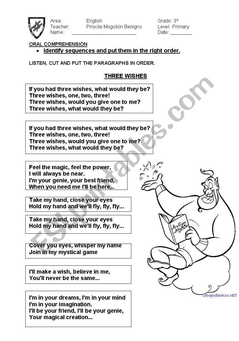 Three wishes worksheet