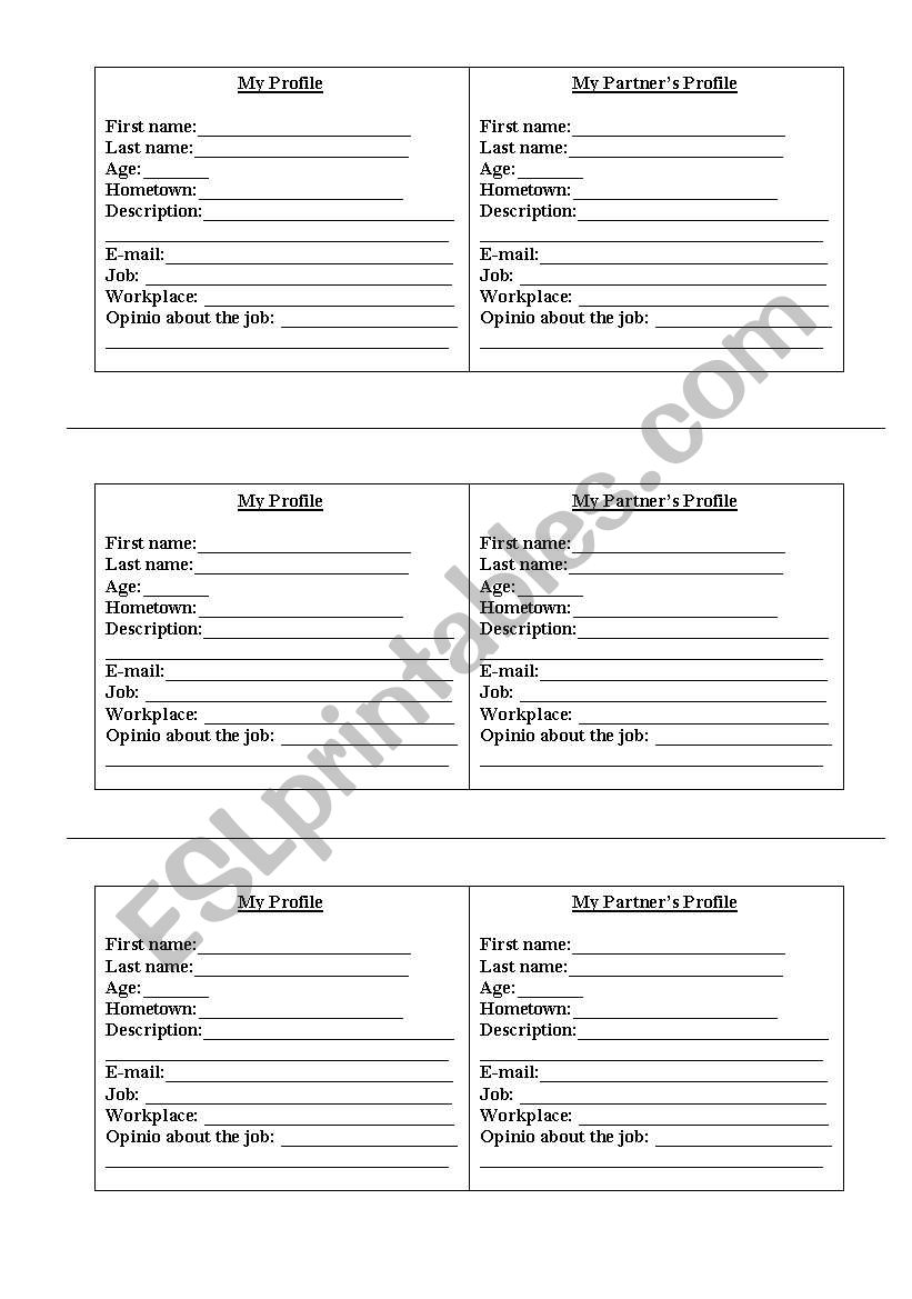 Friends Profiles worksheet