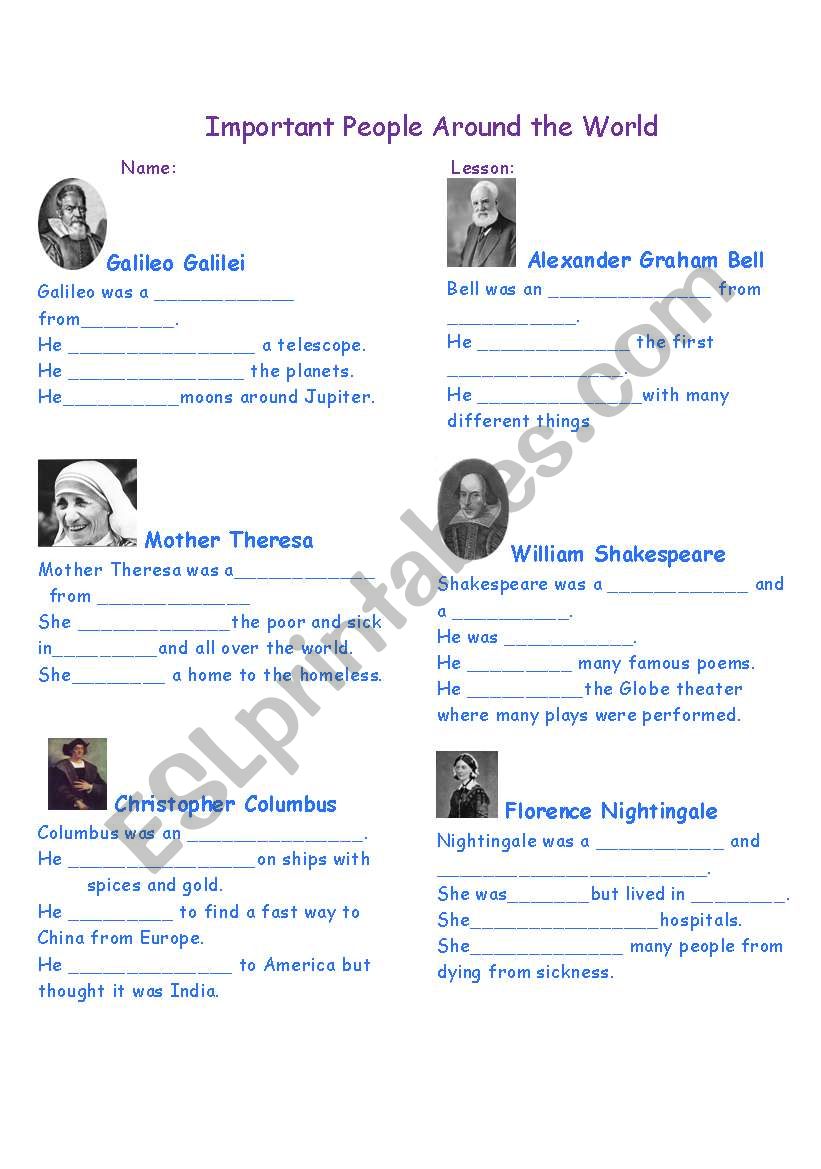 the world worksheet