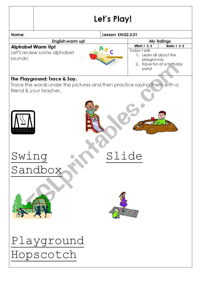 Lets play worksheet