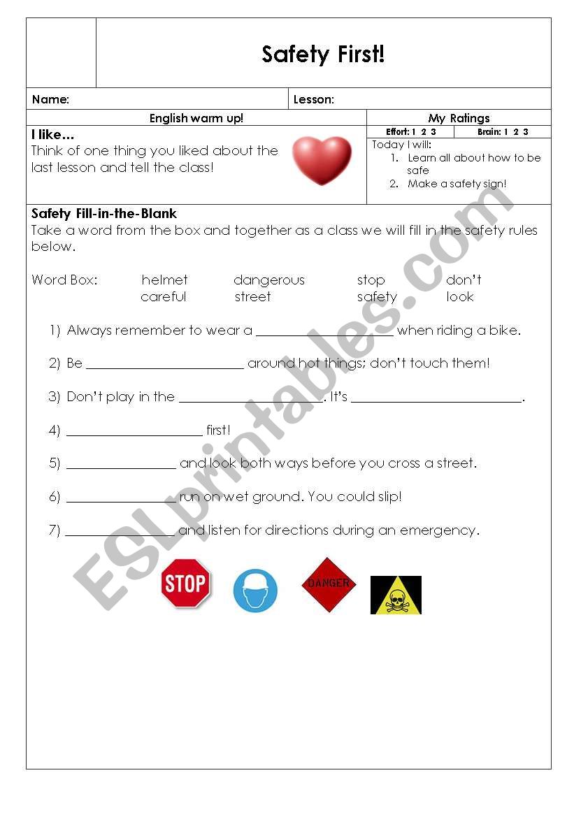 Safety  worksheet