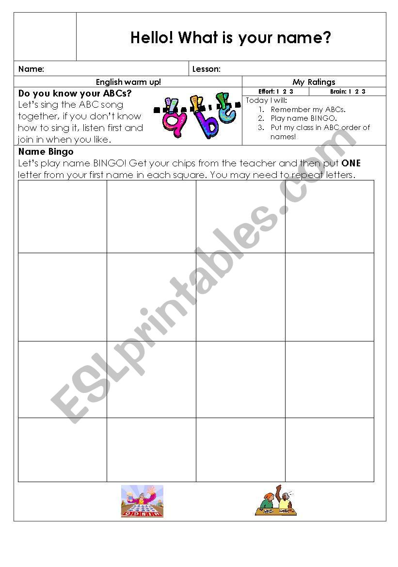 Hello! Whats your name? worksheet