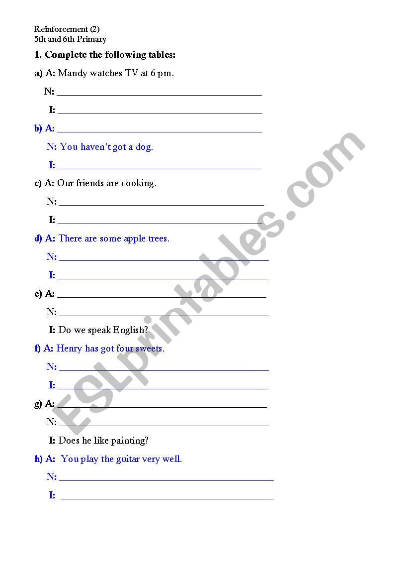 Reinforcement (2) worksheet