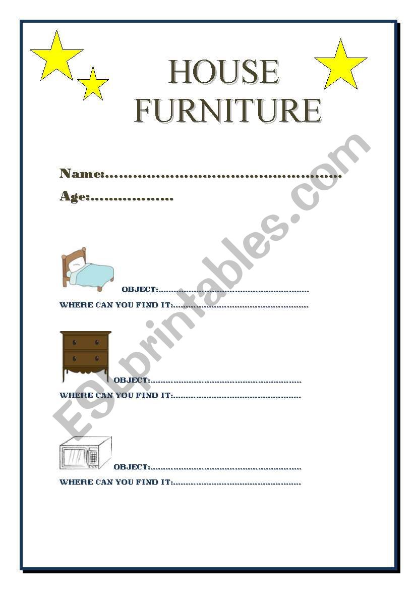 House furniture worksheet