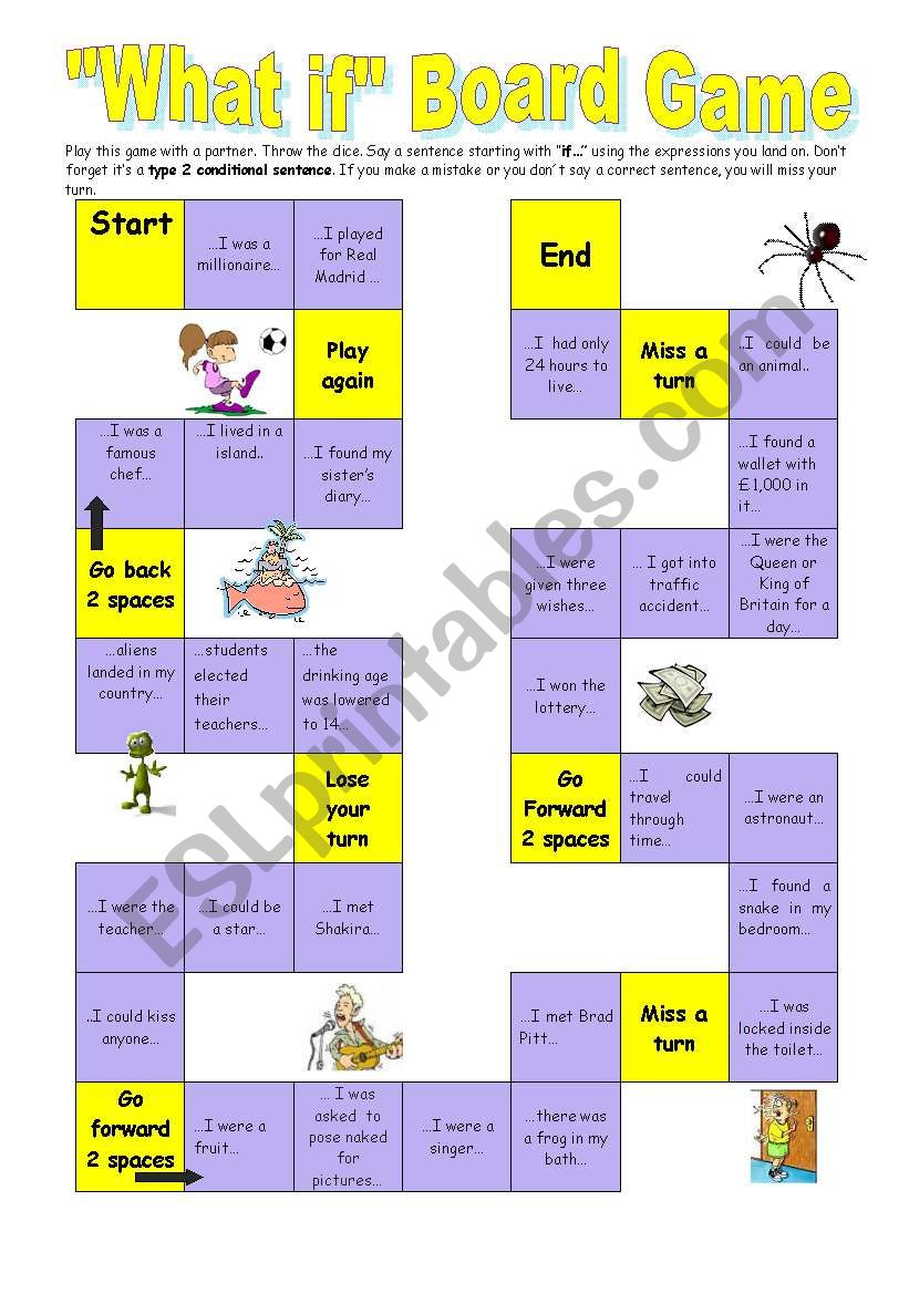 What if Board  Game worksheet