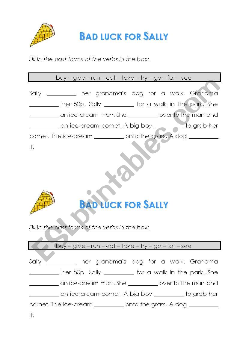 Past forms_Bad luck for Sally worksheet